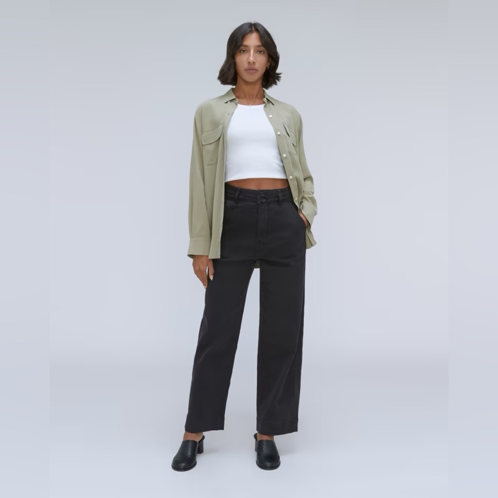 NWT Everlane The Organic Wide Leg Pant Black